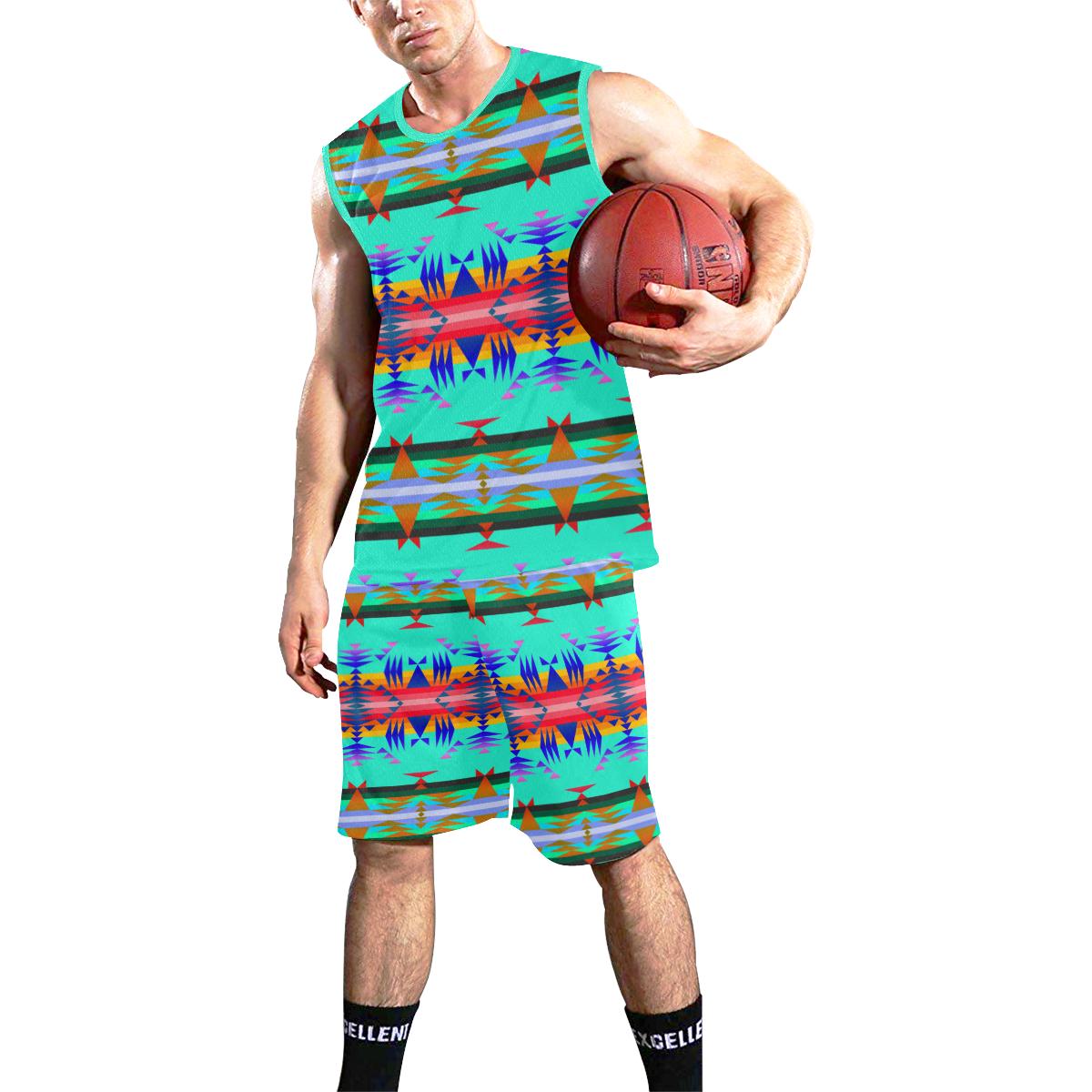 Between the Mountains Spring All Over Print Basketball Uniform Basketball Uniform e-joyer 