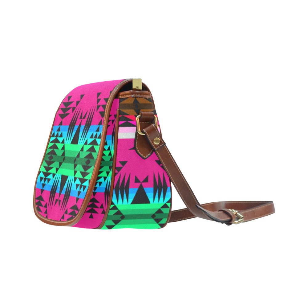 Between the Mountains Sunset Saddle Bag/Small (Model 1649) Full Customization Saddle Bag/Small (Full Customization) e-joyer 