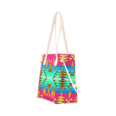 Between the Mountains Deep Lake Sunset Clover Canvas Tote Bag