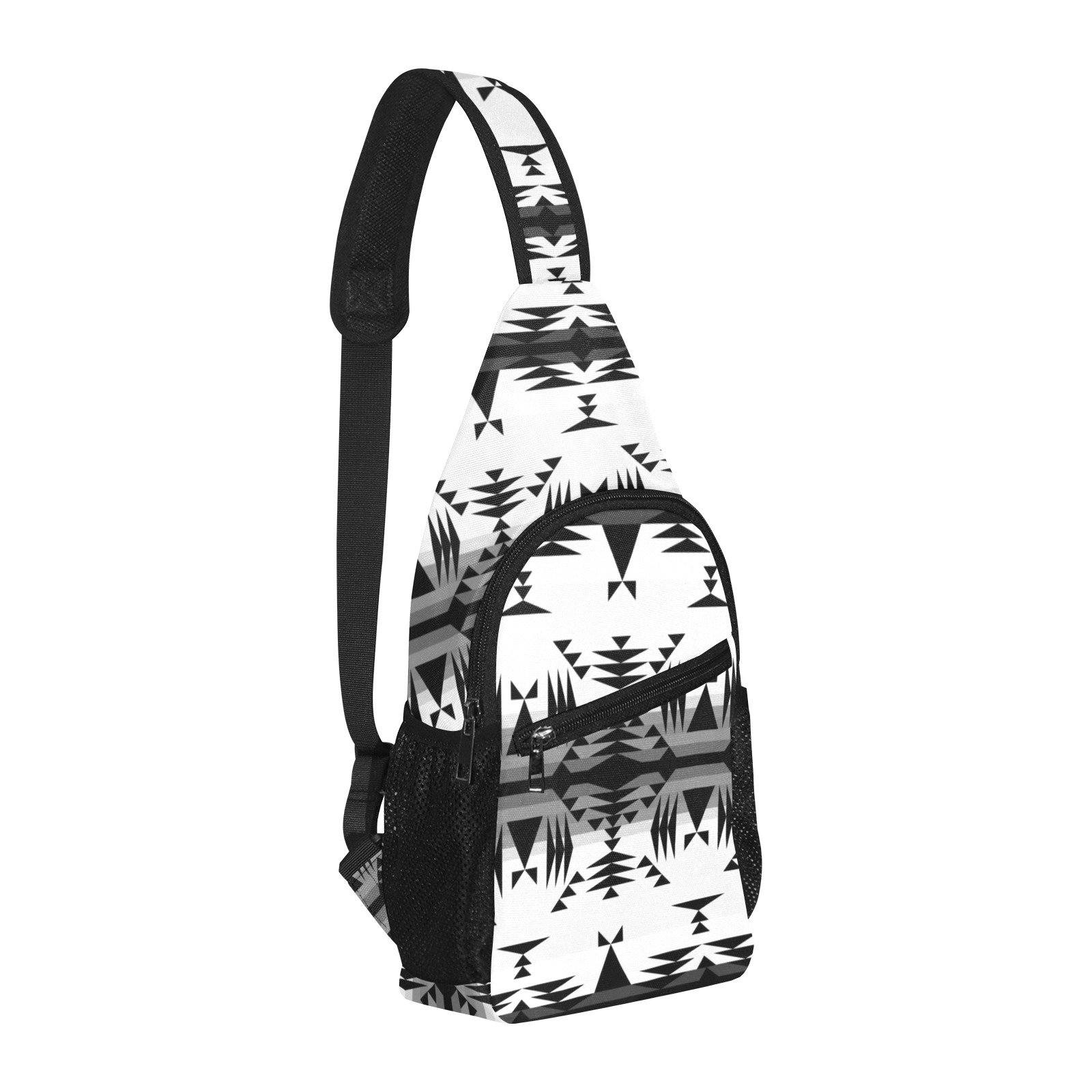 Between the Mountains White and Black All Over Print Chest Bag (Model 1719) All Over Print Chest Bag (1719) e-joyer 