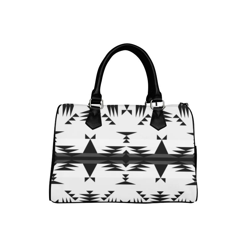 Between the Mountains White and Black Boston Handbag (Model 1621) Boston Handbags (1621) e-joyer 