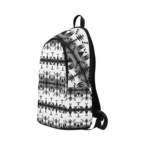Between the Mountains White and Black Fabric Backpack for Adult (Model 1659) Casual Backpack for Adult (1659) e-joyer 