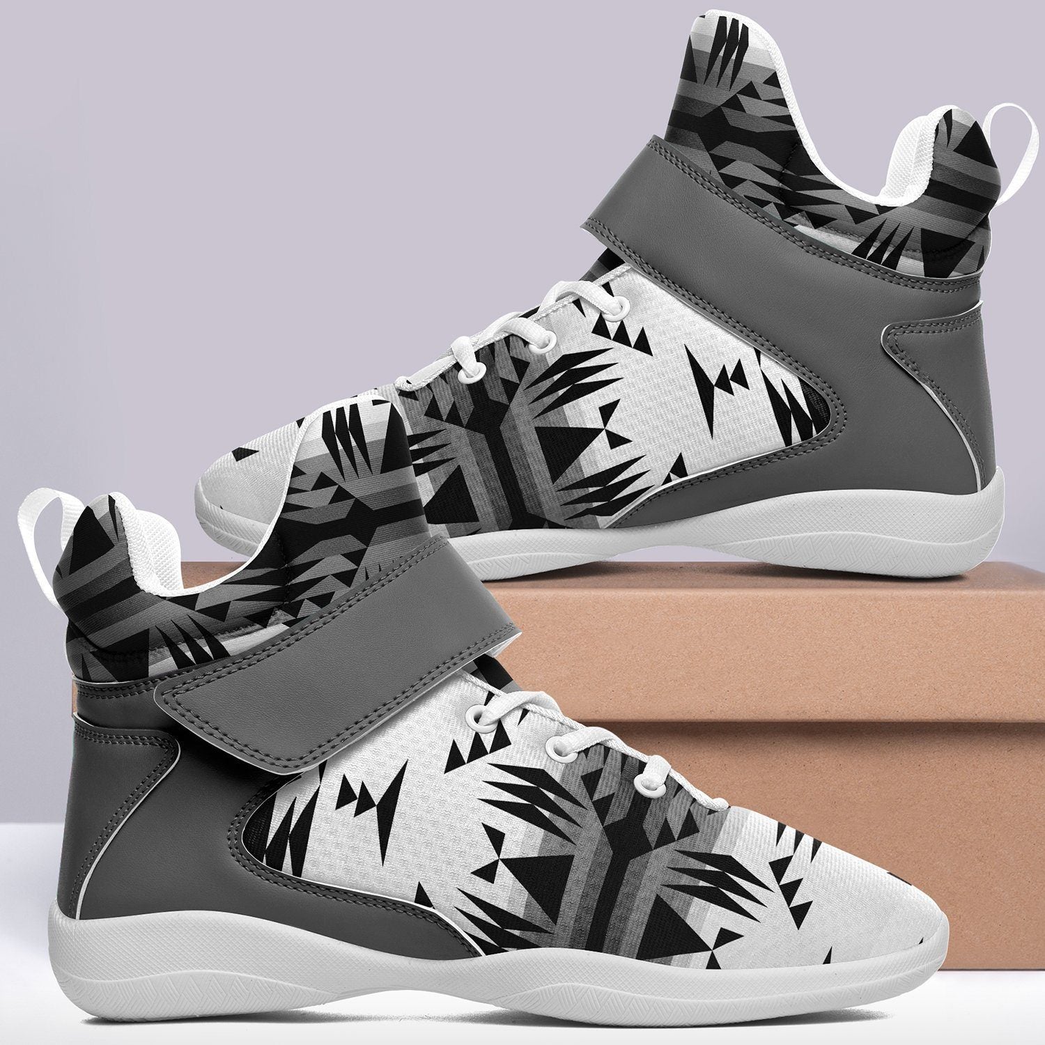 Between the Mountains White and Black Kid's Ipottaa Basketball / Sport High Top Shoes 49 Dzine 