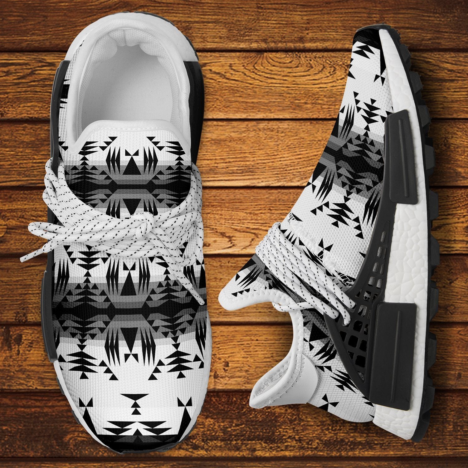 Between the Mountains White and Black Okaki Sneakers Shoes 49 Dzine 