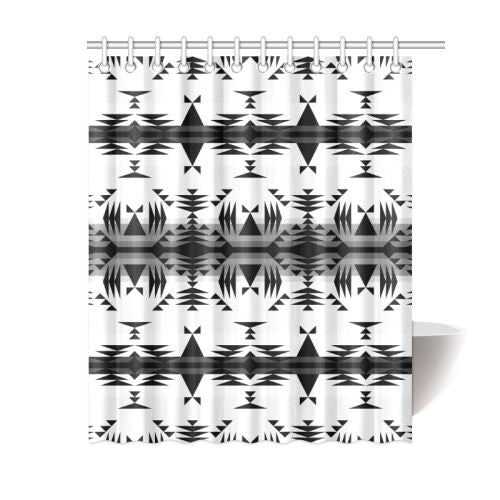 Between the Mountains White and Black Shower Curtain 60"x72" Shower Curtain 60"x72" e-joyer 