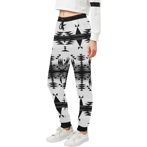 Between the Mountains White and Black Women's All Over Print Sweatpants (Model L11) Women's All Over Print Sweatpants (L11) e-joyer 
