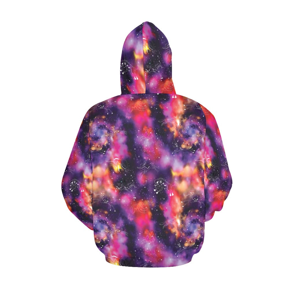 Animal Ancestors 9 Cosmic Swirl Purple and Red Hoodie for Women (USA Size)