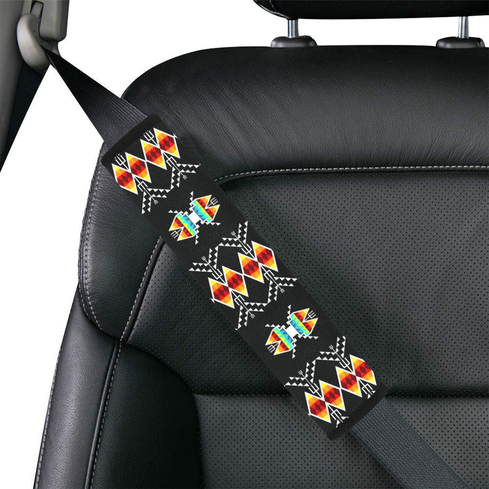 Sacred Trust Black Colour Car Seat Belt Cover 7''x12.6'' (Pack of 2)