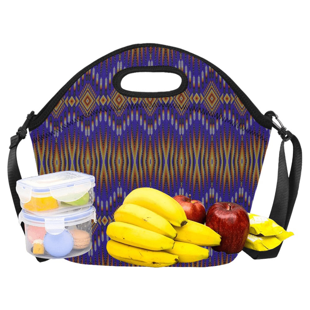 Fire Feather Blue Neoprene Lunch Bag/Large