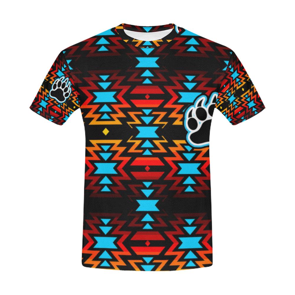 Big Pattern Fire Colors and Sky Bear Paw All Over Print T-Shirt for Men (USA Size) (Model T40) All Over Print T-Shirt for Men e-joyer 