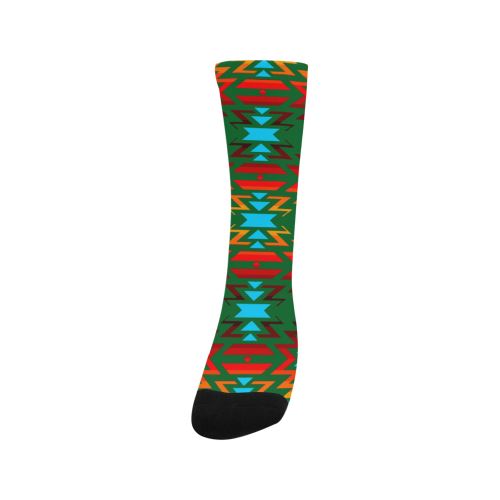 Big Pattern Fire Colors and Sky green Trouser Socks Socks e-joyer 