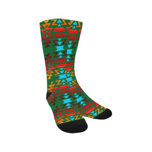 Big Pattern Fire Colors and Sky green Trouser Socks Socks e-joyer 