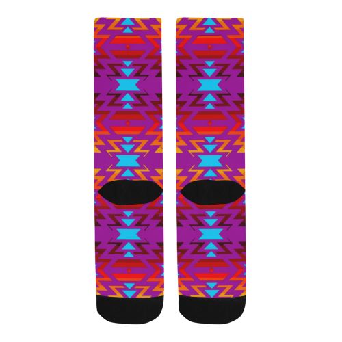 Big Pattern Fire Colors and Sky Moon Shadow Trouser Socks Socks e-joyer 