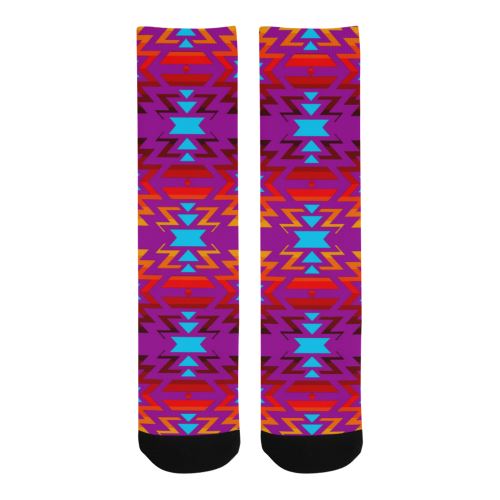 Big Pattern Fire Colors and Sky Moon Shadow Trouser Socks Socks e-joyer 