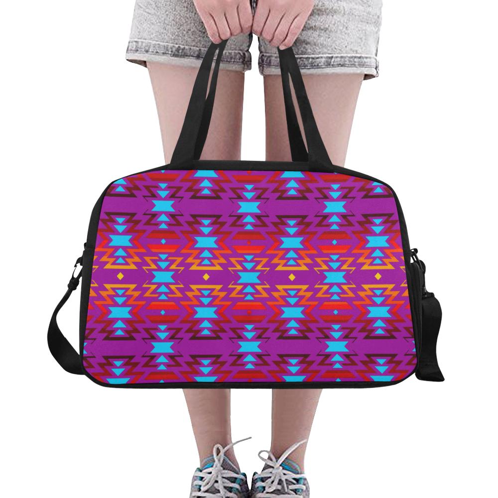 Big Pattern Fire Colors and Sky Moon Shadow Weekend Travel Bag (Model 1671) Weekend Travel Bag (1671) e-joyer 