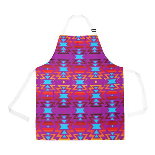 Big Pattern Fire Colors and Sky purple All Over Print Apron All Over Print Apron e-joyer 