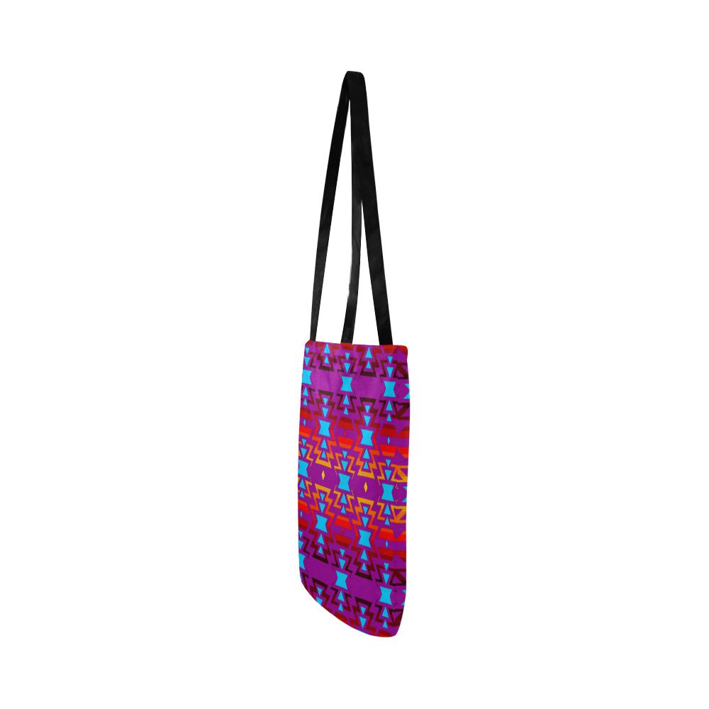 Big Pattern Fire Colors and Sky purple Reusable Shopping Bag Model 1660 (Two sides) Shopping Tote Bag (1660) e-joyer 