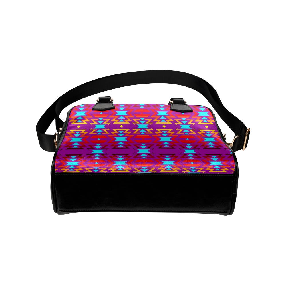 Big Pattern Fire Colors and Turquoise purple 2 Shoulder Handbag (Model 1634) Shoulder Handbags (1634) e-joyer 