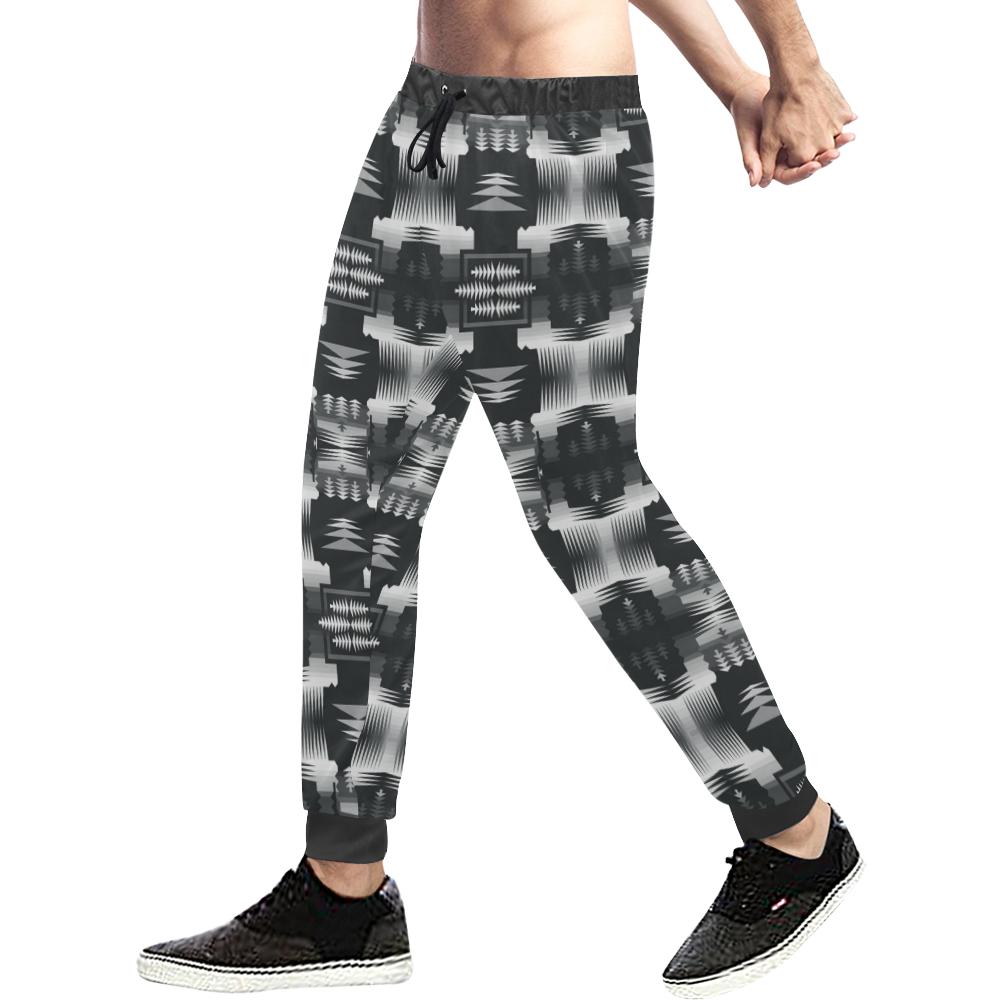 Black and White Sage Men's All Over Print Sweatpants (Model L11) Men's All Over Print Sweatpants (L11) e-joyer 