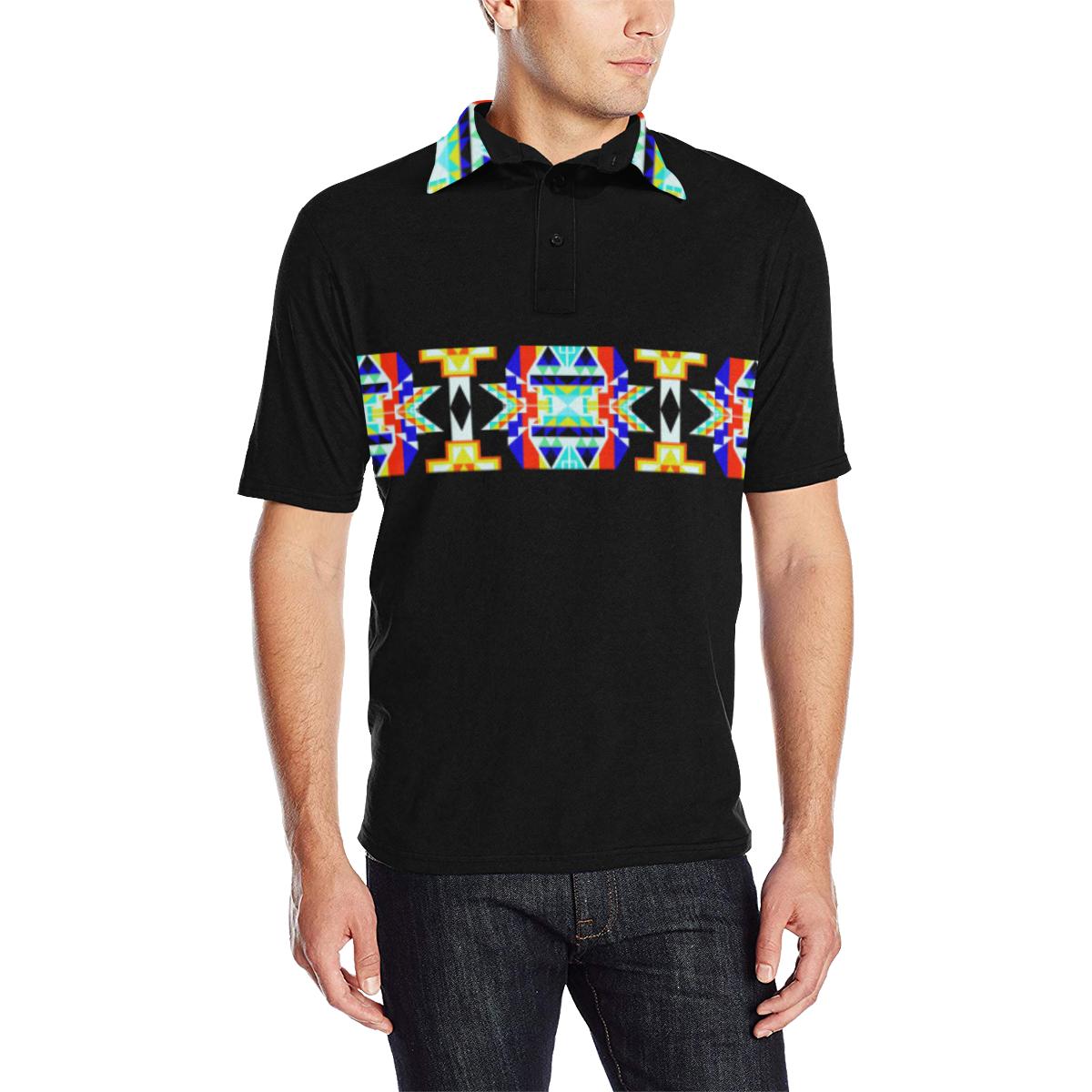 Black Blanket Strip - I Men's All Over Print Polo Shirt (Model T55) Men's Polo Shirt (Model T55) e-joyer 