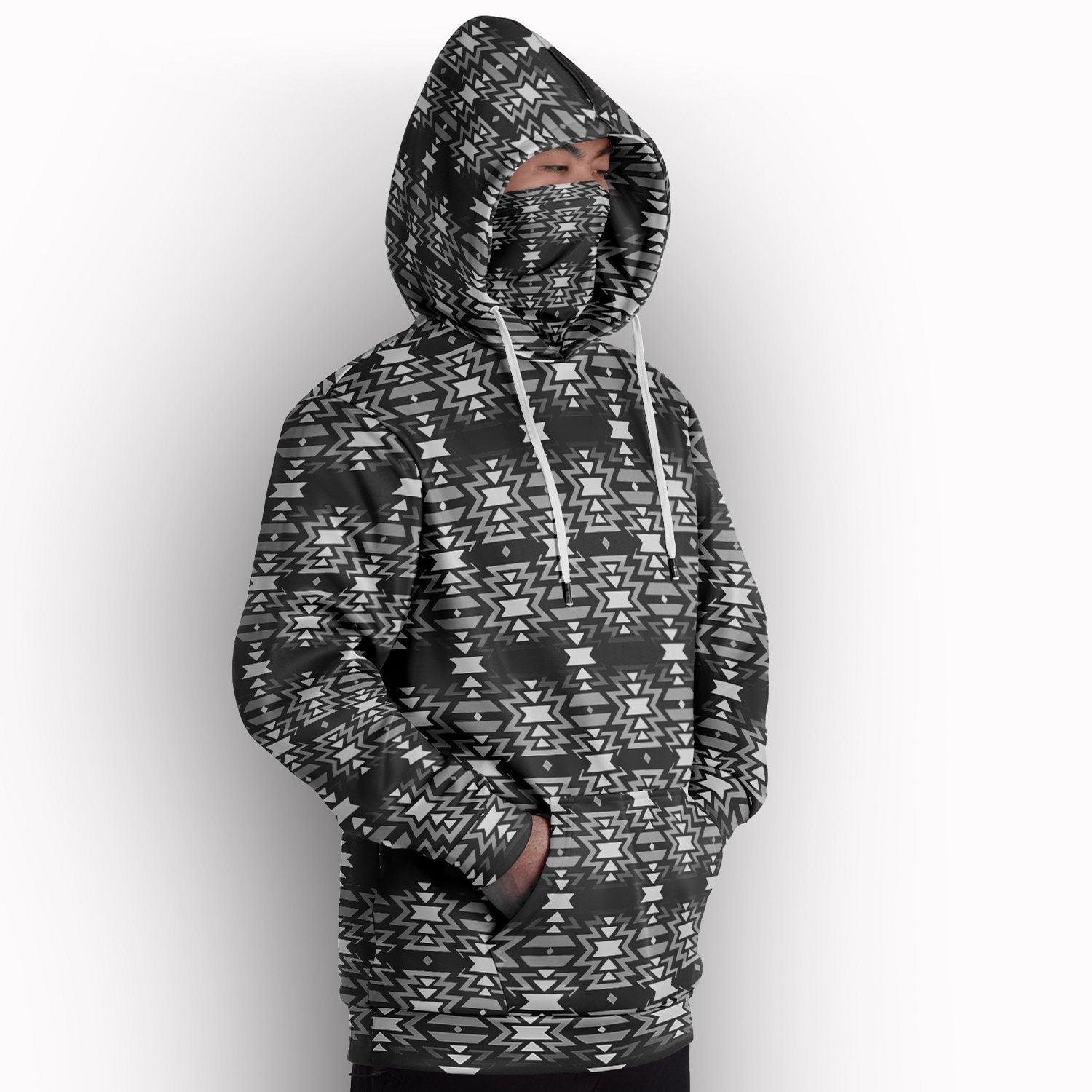 Black Fire and Gray Hoodie with Face Cover 49 Dzine 