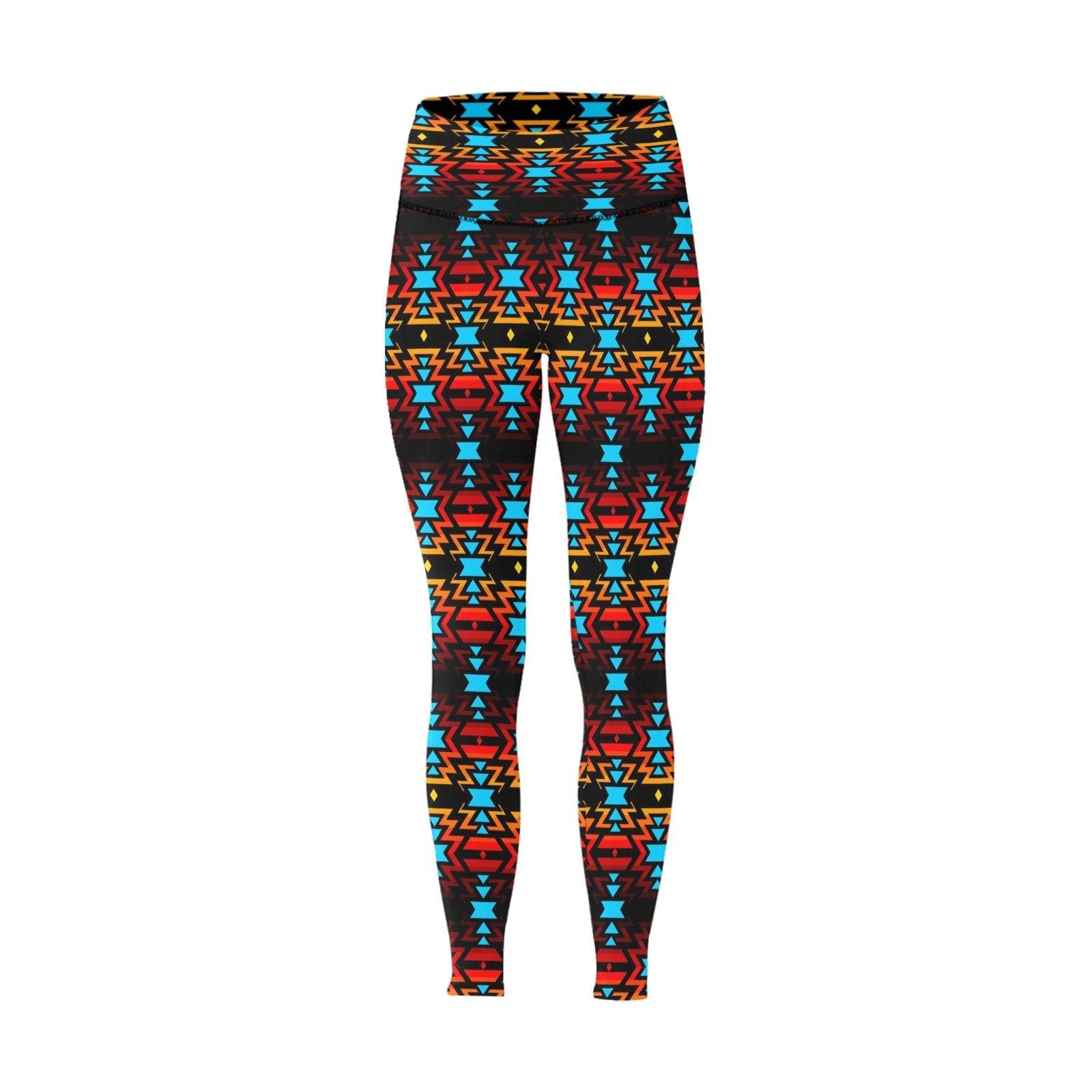 Black Fire and Sky All Over Print High-Waisted Leggings (Model L36) High-Waisted Leggings (L36) e-joyer 