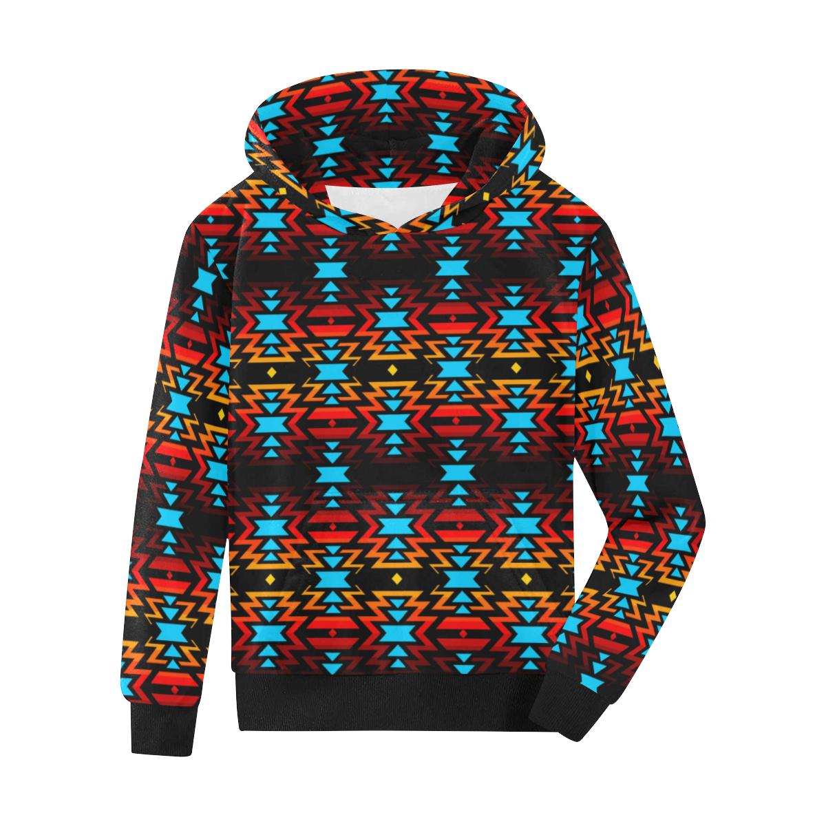 Black Fire and Sky Kids' All Over Print Hoodie (Model H38) Kids' AOP Hoodie (H38) e-joyer 