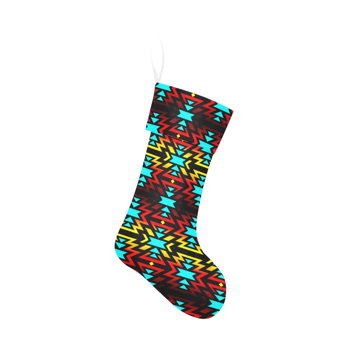 Black Fire and Turquoise Christmas Stocking holiday stocking e-joyer 