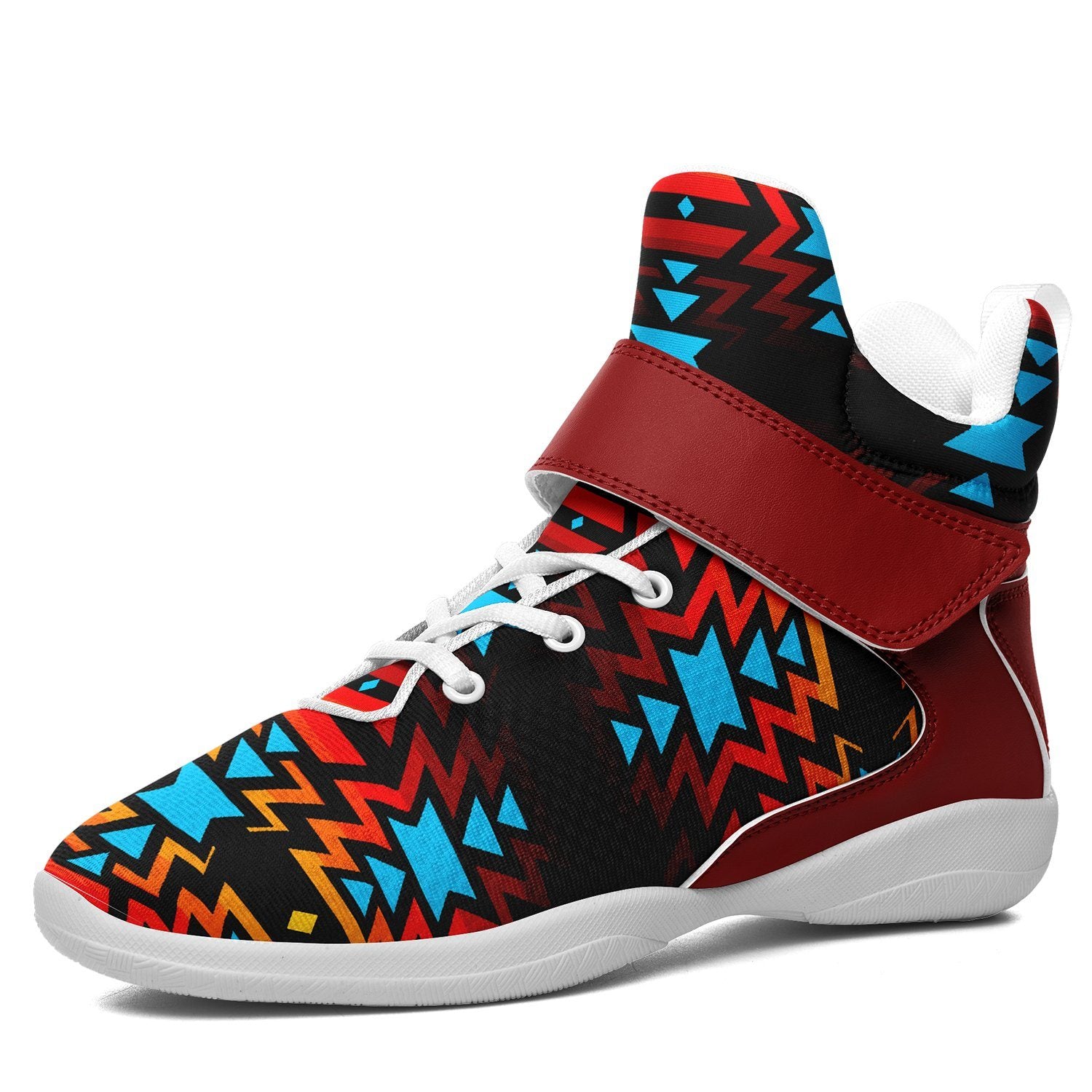 Black Fire and Turquoise Ipottaa Basketball / Sport High Top Shoes 49 Dzine US Women 4.5 / US Youth 3.5 / EUR 35 White Sole with Dark Red Strap 