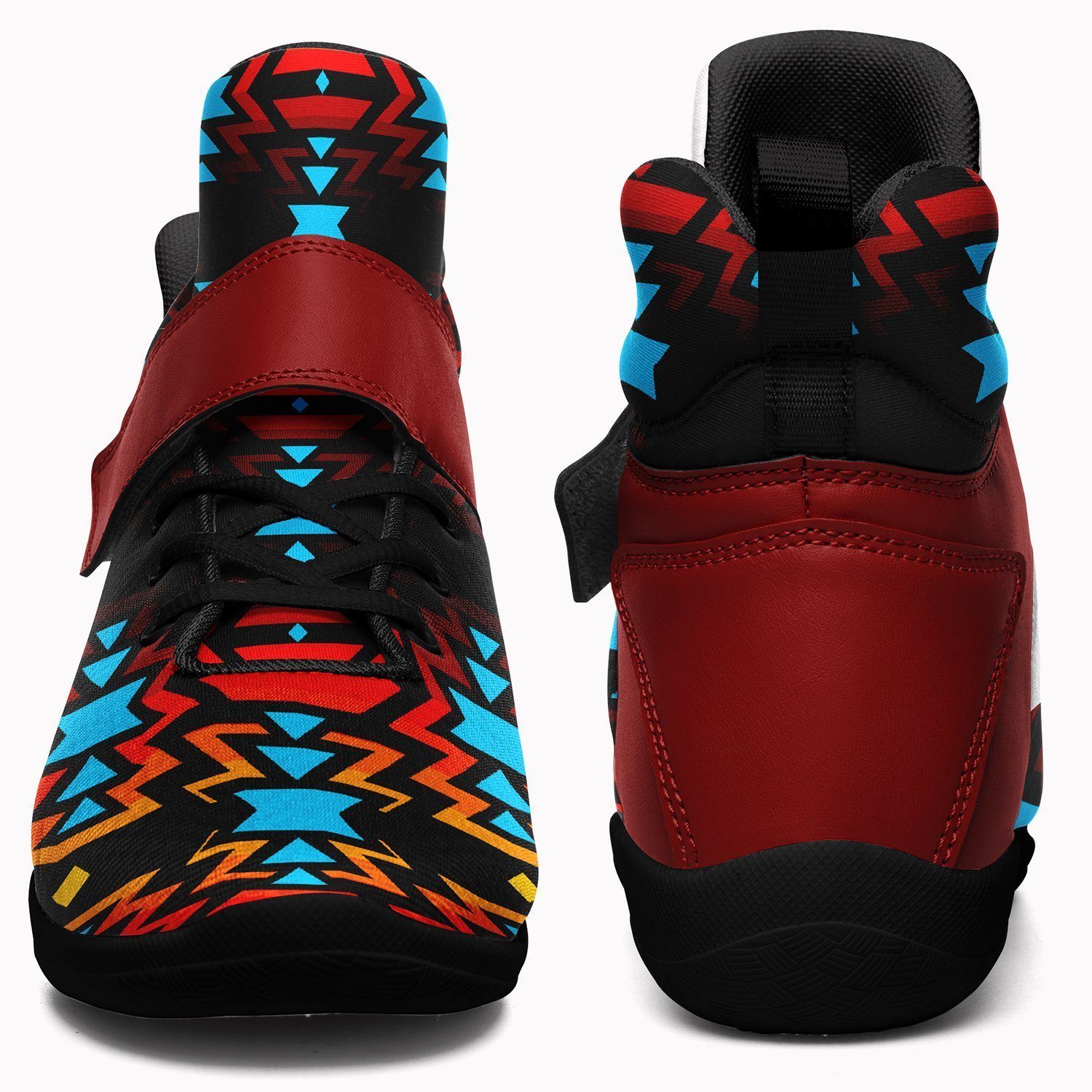 Black Fire and Turquoise Ipottaa Basketball / Sport High Top Shoes - Black Sole 49 Dzine 