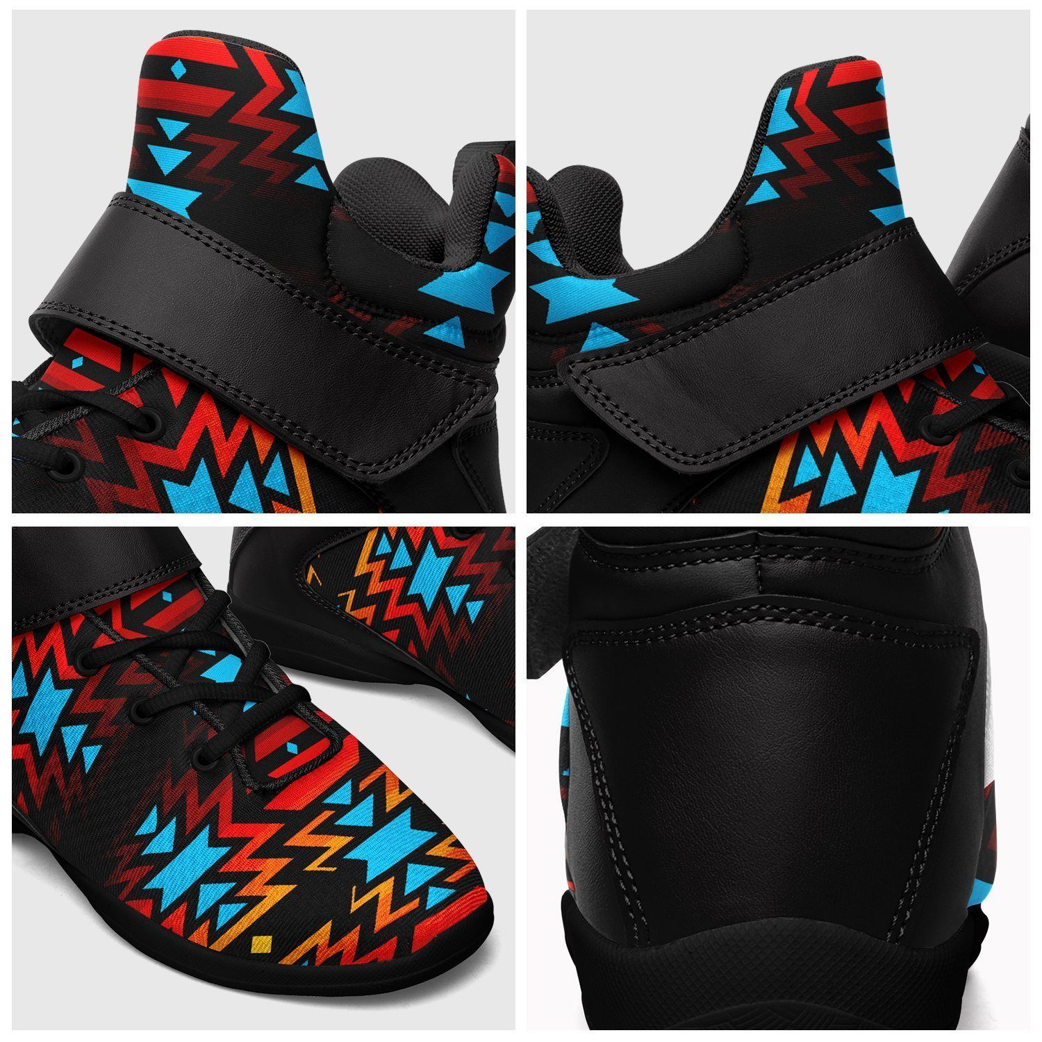 Black Fire and Turquoise Kid's Ipottaa Basketball / Sport High Top Shoes 49 Dzine 