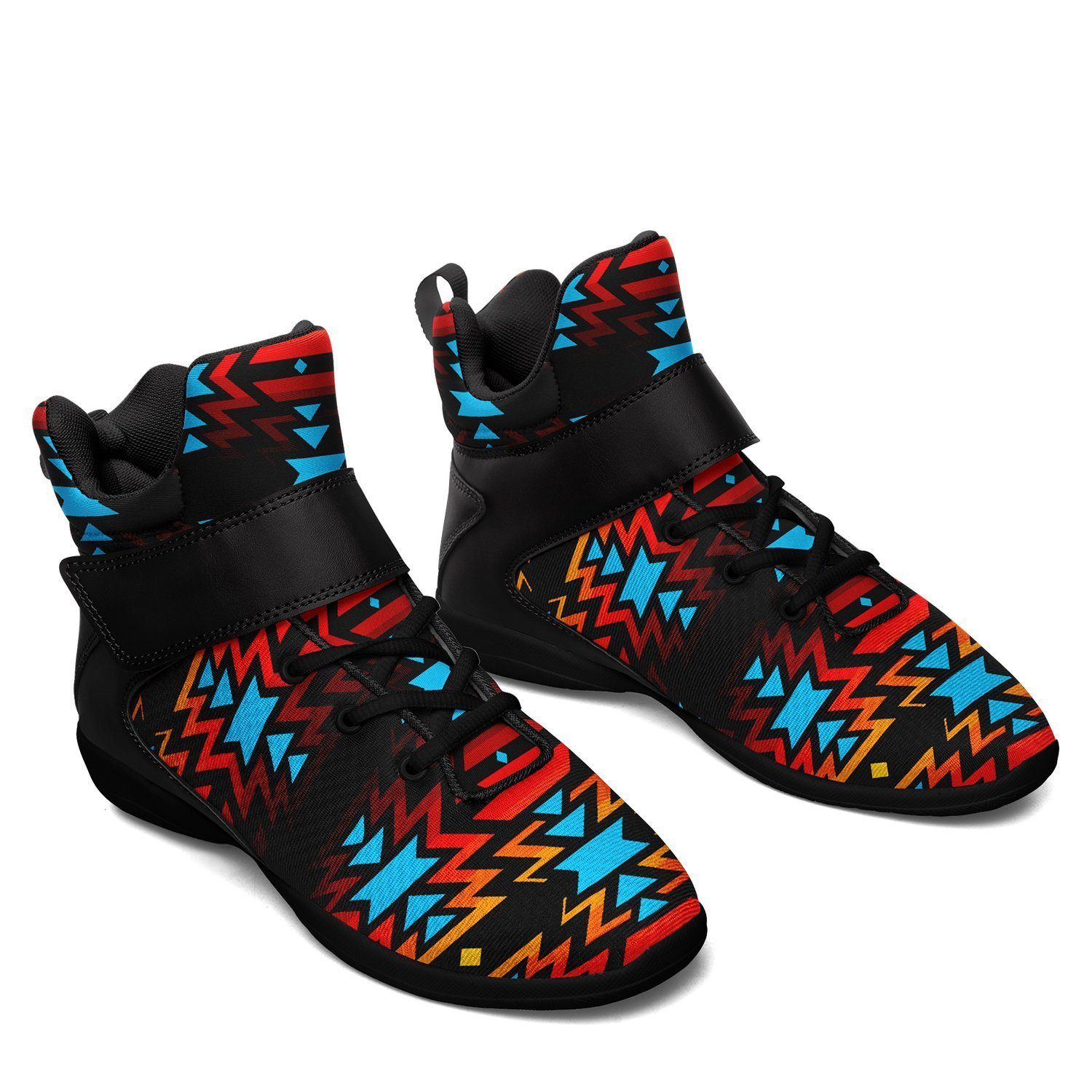 Black Fire and Turquoise Kid's Ipottaa Basketball / Sport High Top Shoes 49 Dzine 