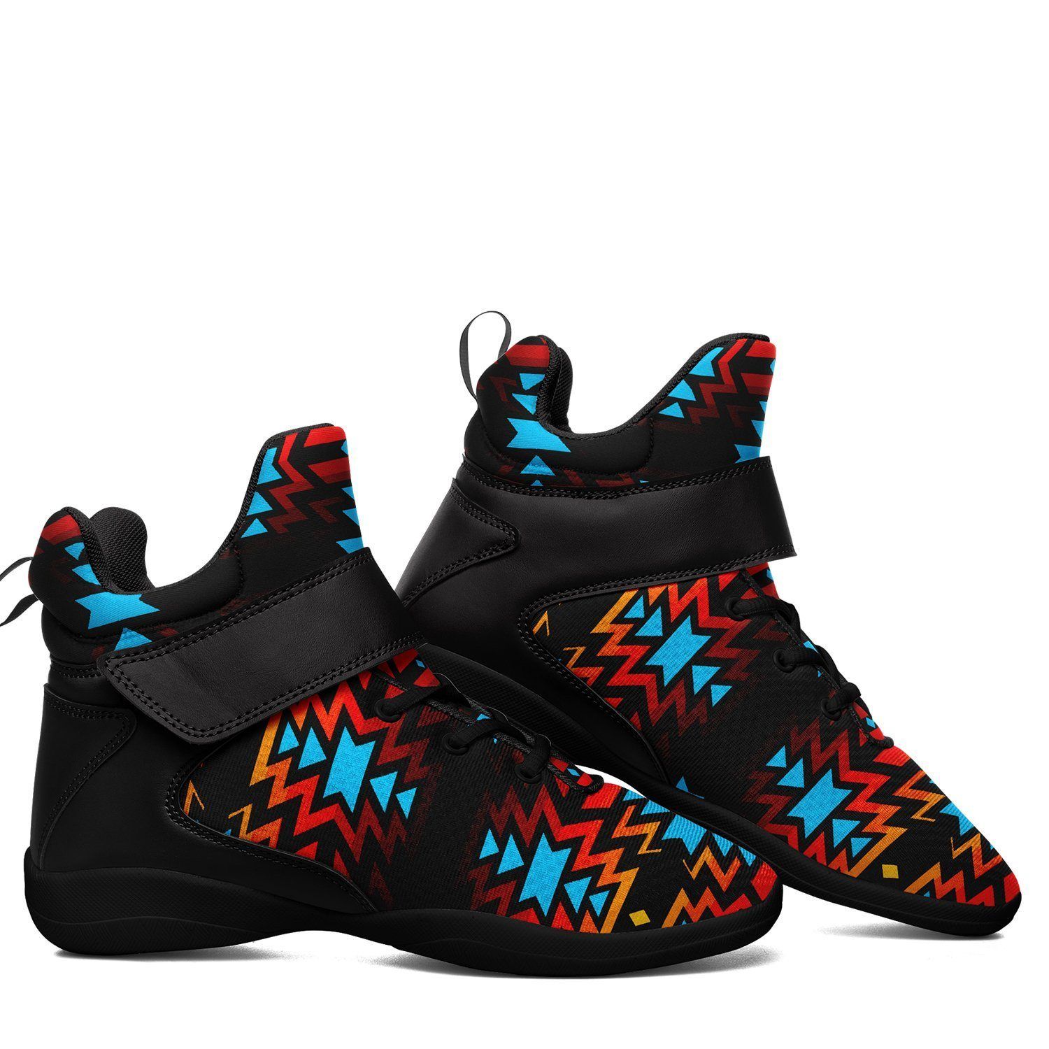 Black Fire and Turquoise Kid's Ipottaa Basketball / Sport High Top Shoes 49 Dzine 