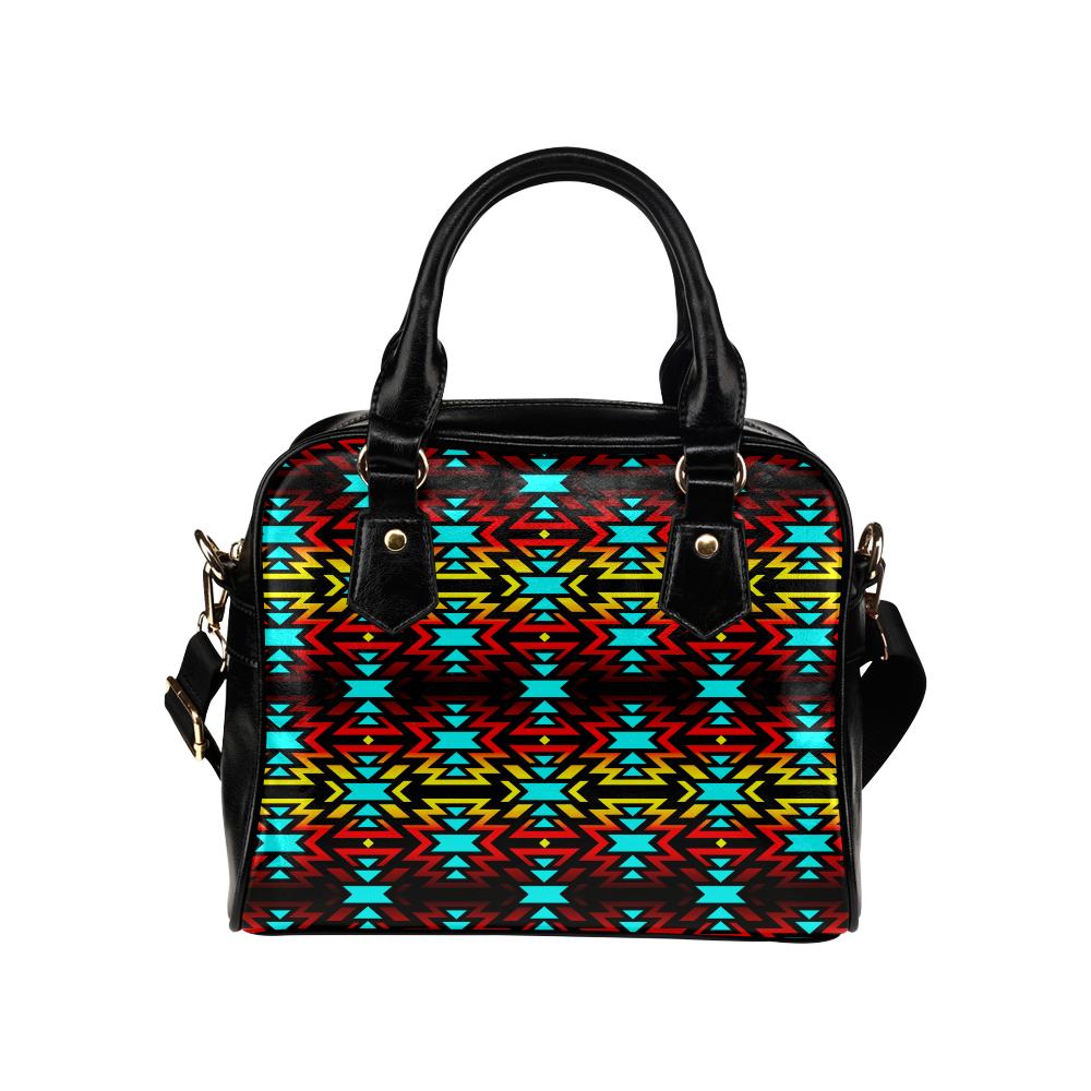 Black Fire and Turquoise Shoulder Handbag (Model 1634) Shoulder Handbags (1634) e-joyer 