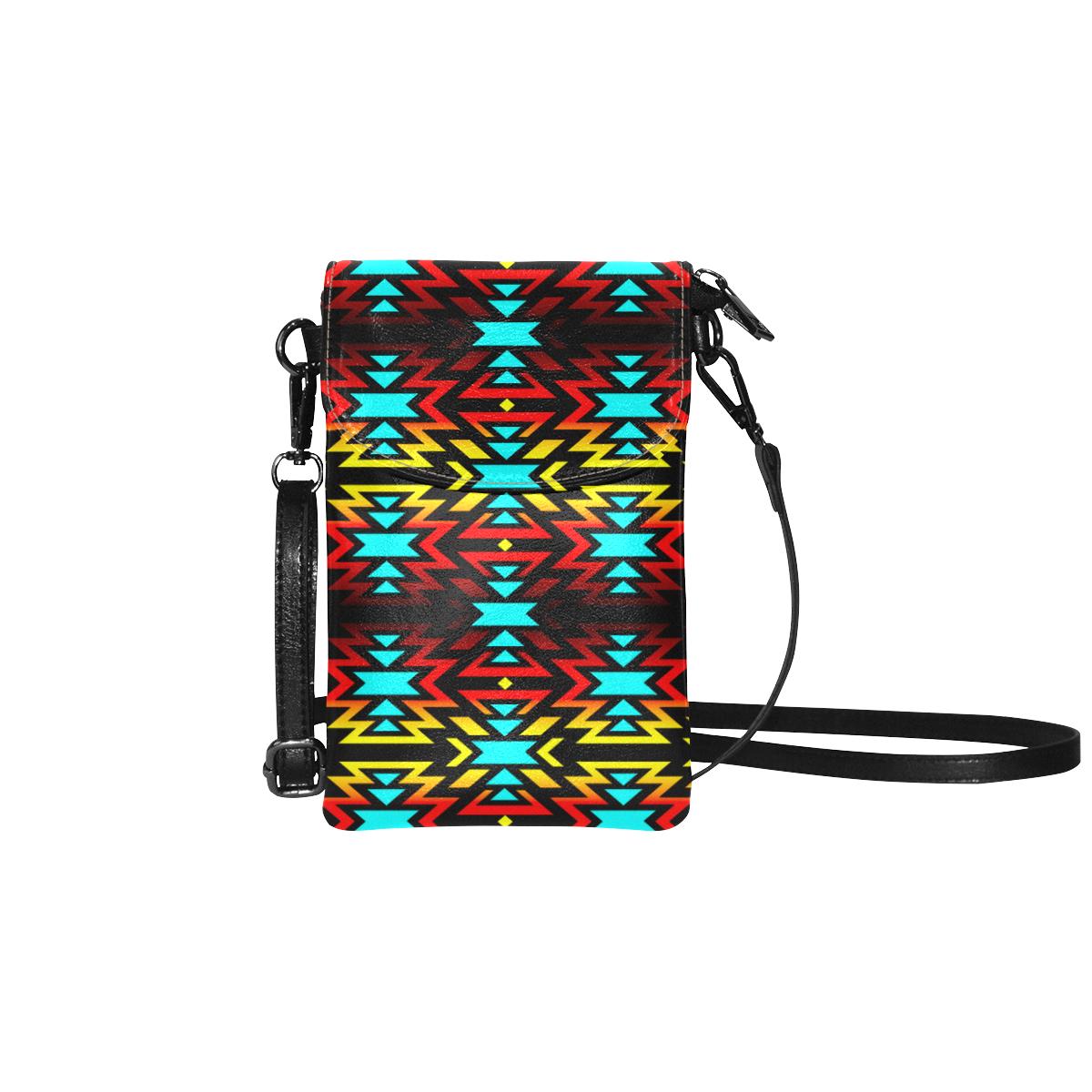 Black Fire and Turquoise Small Cell Phone Purse (Model 1711) Small Cell Phone Purse (1711) e-joyer 