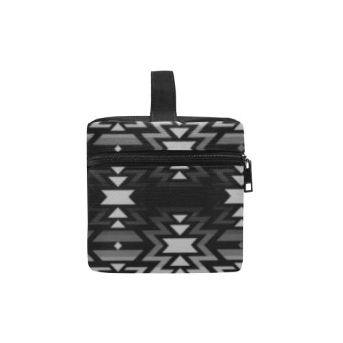 Black Fire Black and Gray Cosmetic Bag/Large (Model 1658) Cosmetic Bag e-joyer 