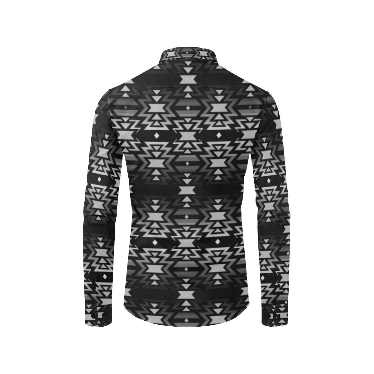 Black Fire Black and Gray Men's All Over Print Casual Dress Shirt (Model T61) Men's Dress Shirt (T61) e-joyer 