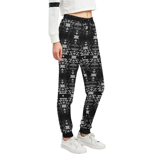 Black Fire Black and Gray Women's All Over Print Sweatpants (Model L11) Women's All Over Print Sweatpants (L11) e-joyer 