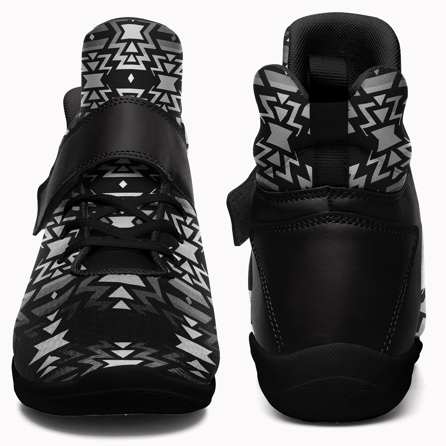 Black Fire Black and White Ipottaa Basketball / Sport High Top Shoes - Black Sole 49 Dzine 