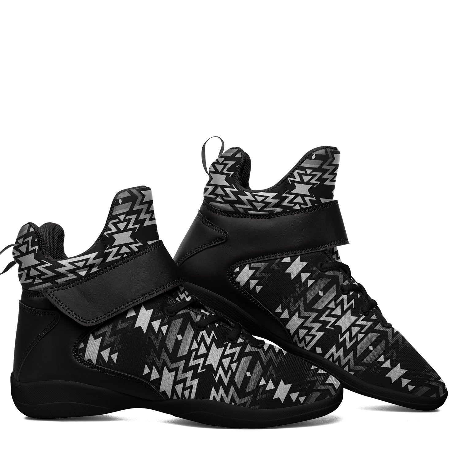 Black Fire Black and White Ipottaa Basketball / Sport High Top Shoes - Black Sole 49 Dzine 