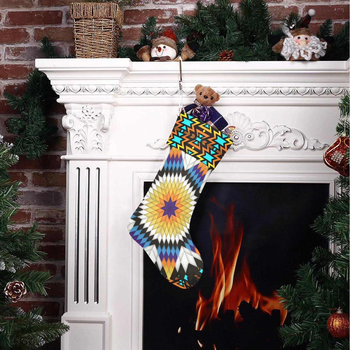 Black Fire Star Christmas Stocking holiday stocking e-joyer 