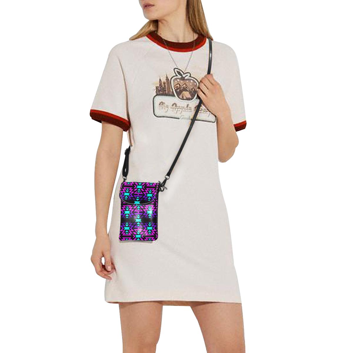 Black Fire Winter Sunset Small Cell Phone Purse (Model 1711) Small Cell Phone Purse (1711) e-joyer 