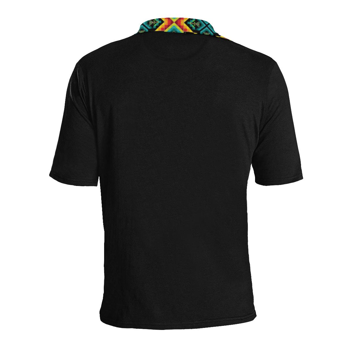 Black III Blanket Strip Men's All Over Print Polo Shirt (Model T55) Men's Polo Shirt (Model T55) e-joyer 