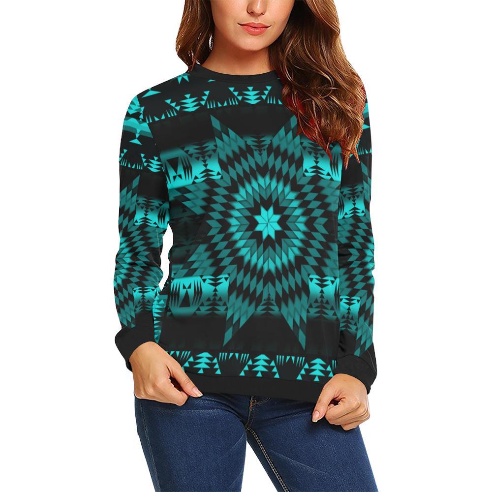 Black Sky Star All Over Print Crewneck Sweatshirt for Women (Model H18) Crewneck Sweatshirt for Women (H18) e-joyer 