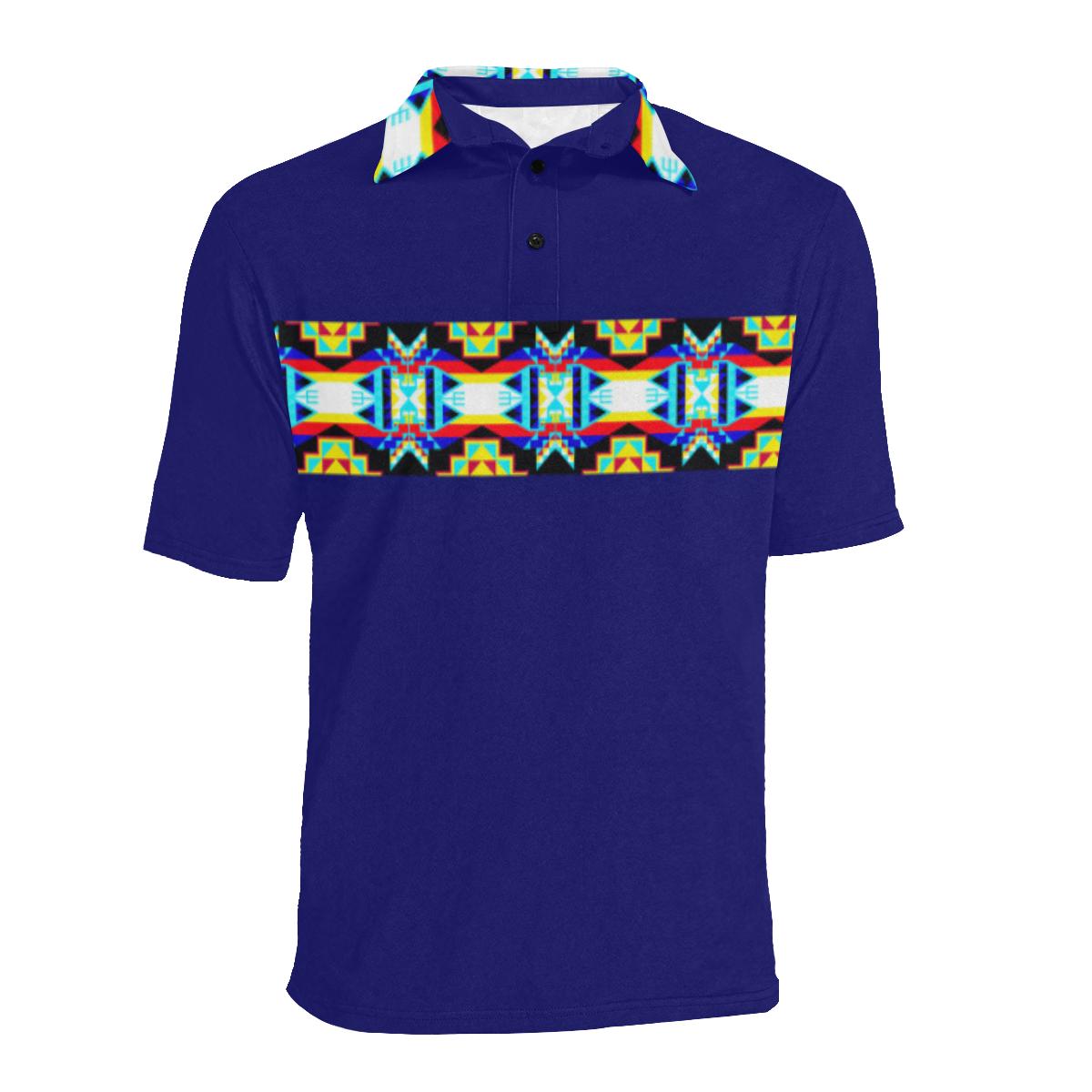 Blue Blanket Strip - I Men's All Over Print Polo Shirt (Model T55) Men's Polo Shirt (Model T55) e-joyer 