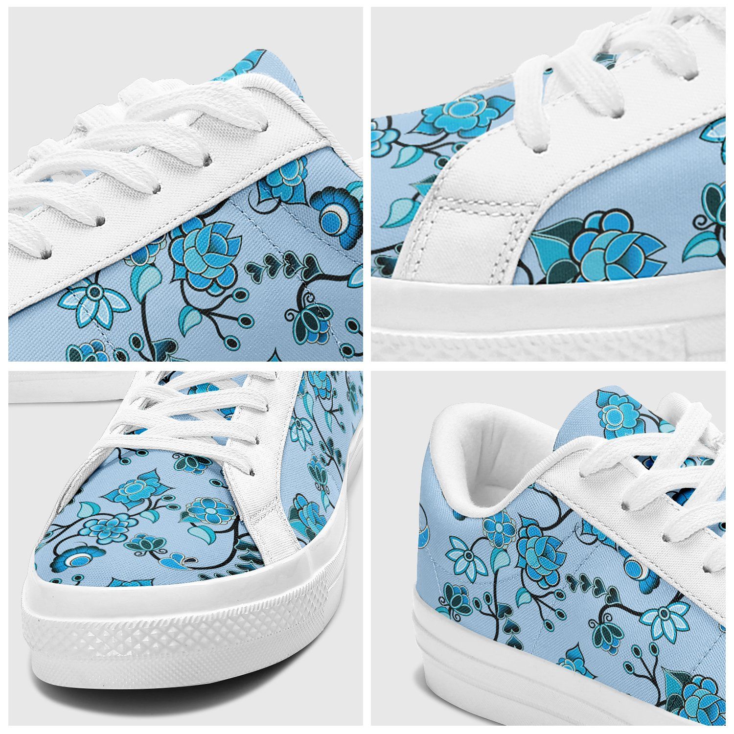 Blue Floral Amour Aapisi Low Top Canvas Shoes White Sole aapisi Herman 