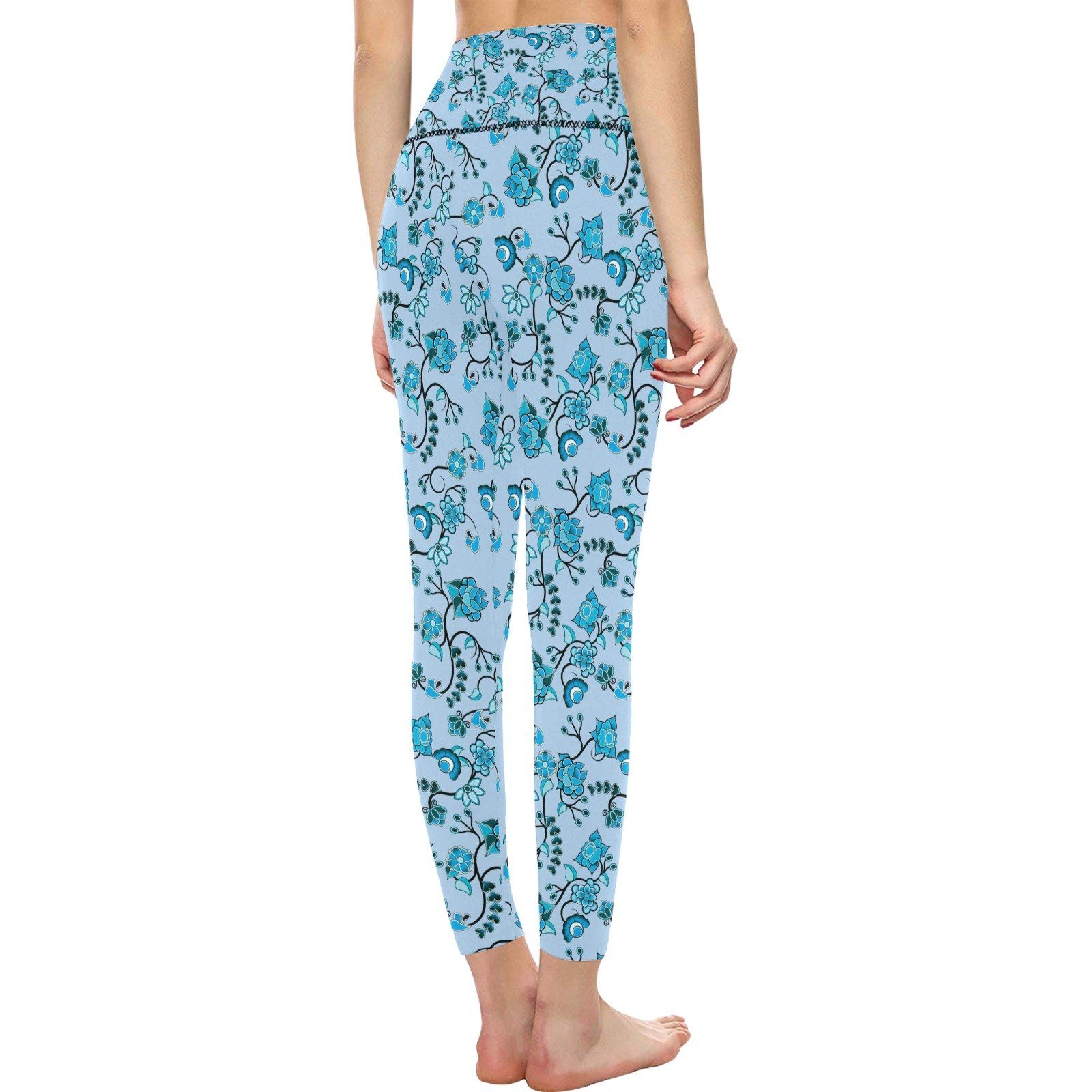 Blue Floral Amour All Over Print High-Waisted Leggings (Model L36) High-Waisted Leggings (L36) e-joyer 