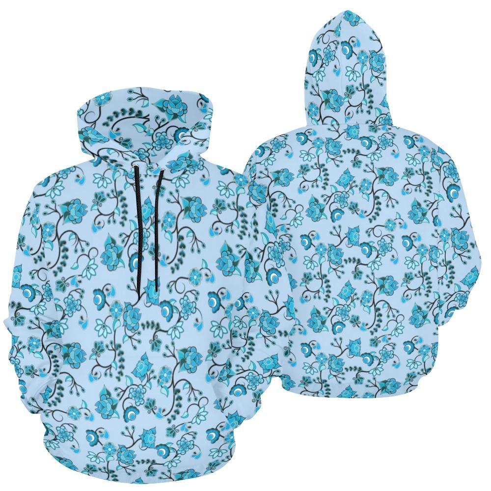 Blue Floral Amour All Over Print Hoodie for Women (USA Size) (Model H13) All Over Print Hoodie for Women (H13) e-joyer 