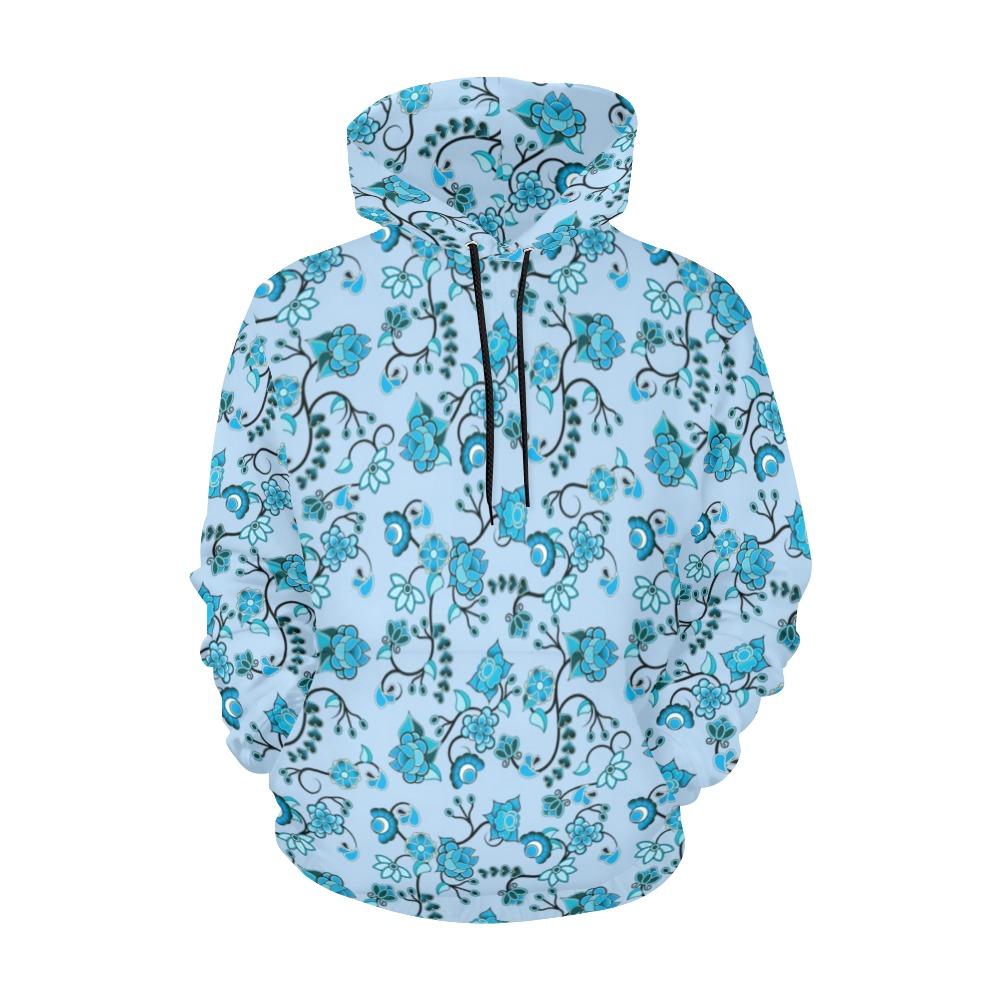 Blue Floral Amour All Over Print Hoodie for Women (USA Size) (Model H13) All Over Print Hoodie for Women (H13) e-joyer 