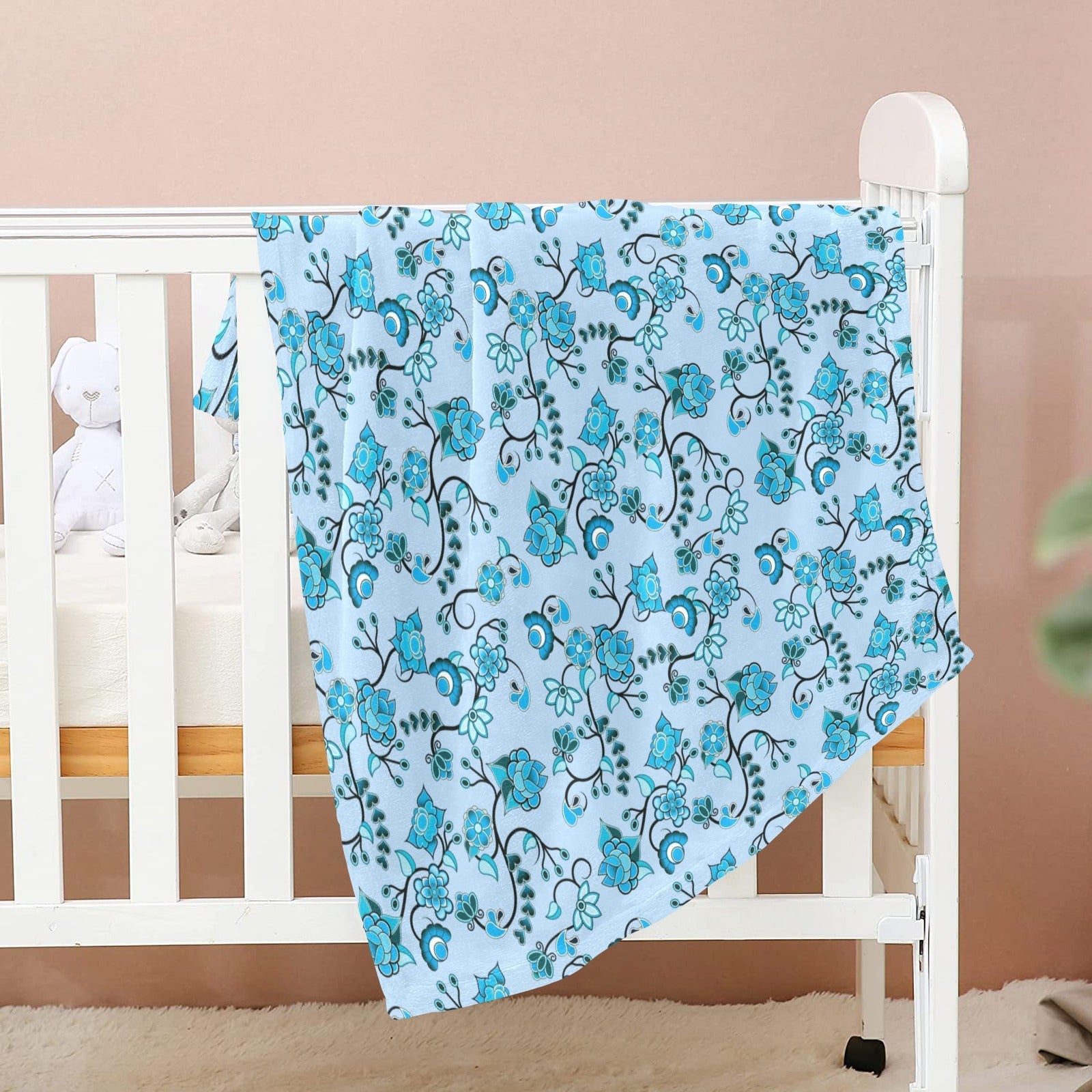 Blue Floral Amour Baby Blanket 40"x50" Baby Blanket 40"x50" e-joyer 